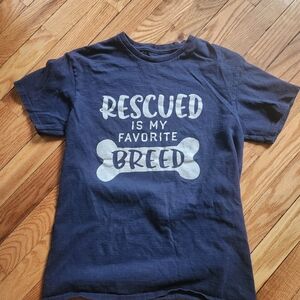 Rescued is My Favorite Breed Dog T-Shirt - Navy Blue